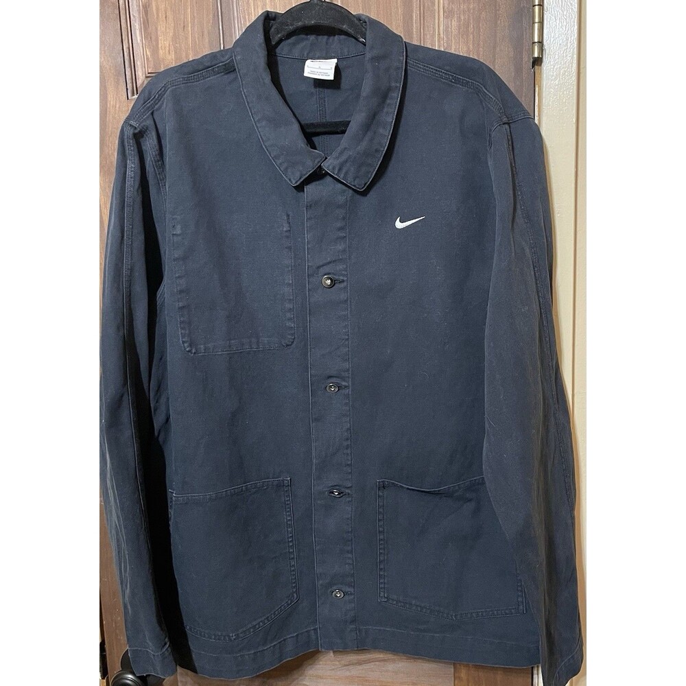 Nike Life Men's Unlined Chore Coat Jacket Black Canvas DQ5184-010 Size Large